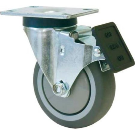 RWM CASTERS VersaTrac 5in TPR Swivel Wheel Caster with Total Lock Brake - 27-RPB-0512-S-TLB